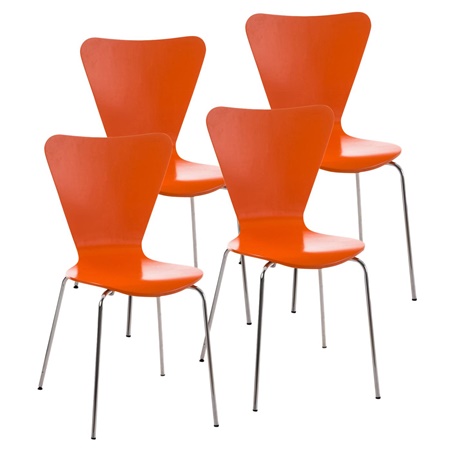 Lot de 4 Chaises visiteur HERCULE, Structure Métallique, Empilables, Orange