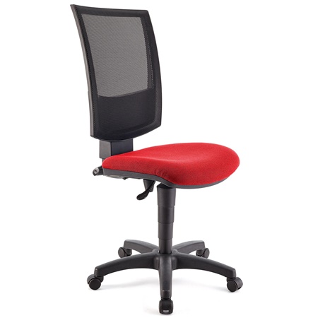 Chaise de bureau PANDORA SANS ACCOUDOIRS, Dossier Ajustable en Maille, Rembourrage épais, Rouge