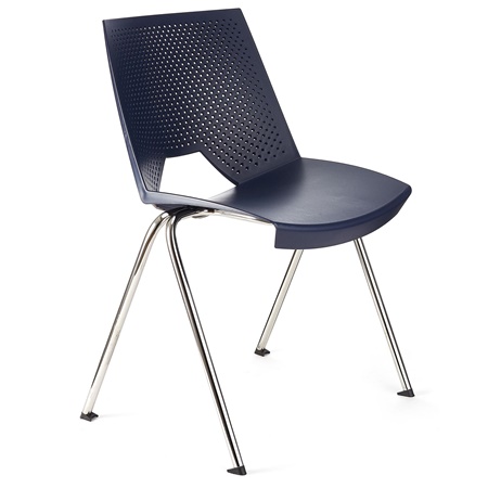 Chaise visiteur ENZO, Commode et Pratique, Empilable, Bleu