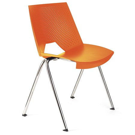 Chaise visiteur ENZO, Commode et Pratique, Empilable, Orange