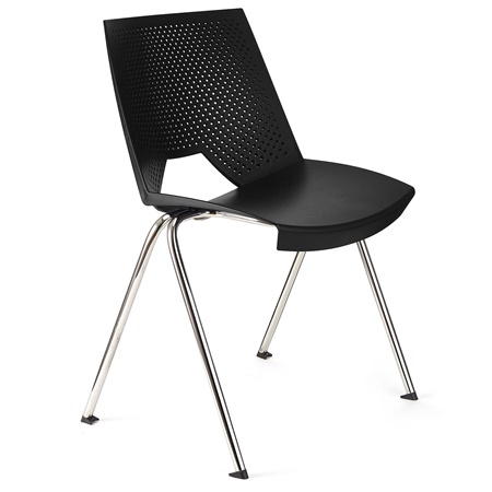 Chaise visiteur ENZO, Commode et Pratique, Empilable, Noir