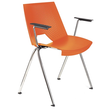 Chaise visiteur ENZO AVEC ACCOUDOIRS, Commode et Pratique, Empilable, Orange