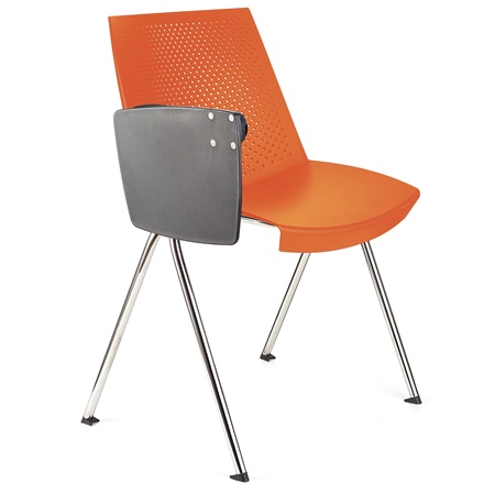 Chaise visiteur ENZO AVEC TABLETTE, Commode et Pratique, Empilable, Orange