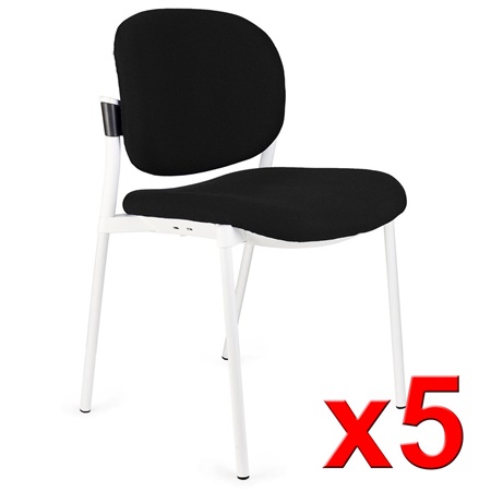 Lot de 5 chaises de réunion ERIC avec DOSSIER REMBOURRÉ, Commodes et Pratiques, Empilables, Noir