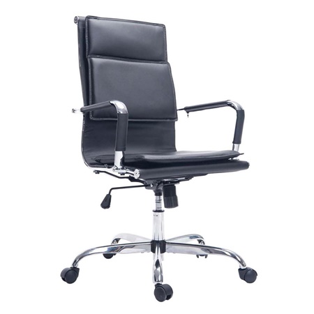 Chaise de bureau ANATOLIE, structure métallique, Grand rembourrage, cuir, Noir