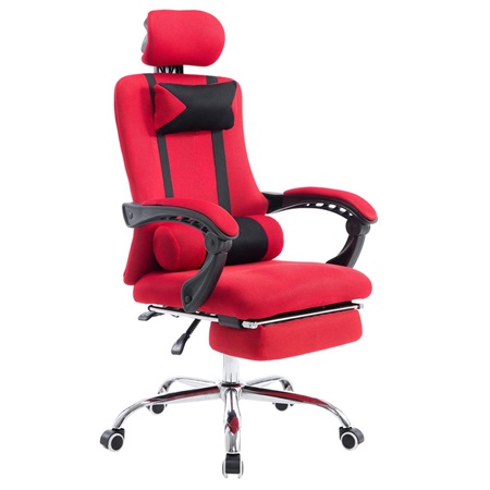 Fauteuil de bureau / Gamer ANTARES, Inclinable, Repose-pieds Extensible, en Maille Respirable, Rouge