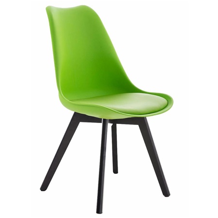 Chaise Design / Visiteur BOSPHORE, Piétement en Bois Couleur Foncée, Structure en Plastique, Cuir, Vert