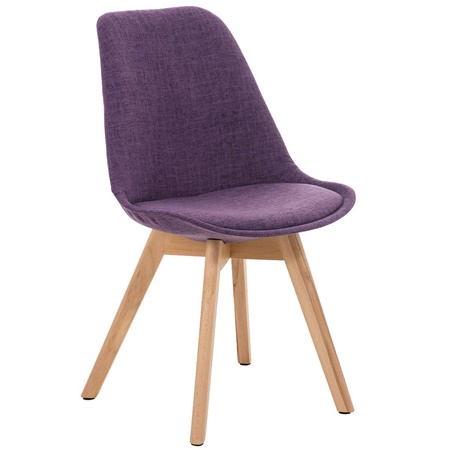 Chaise Design / Visiteur BOSPHORE, Piétement en Bois Couleur Claire, Revêtement en Tissu, Violet