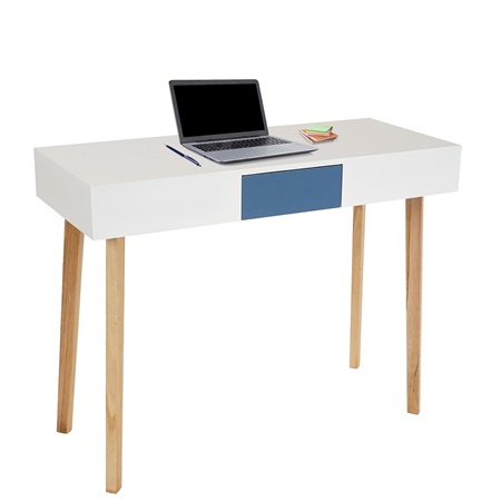 Bureau Informatique CONEL, Design Scandinave, Dimensions 120x55x82 cm, en Bois, Blanc