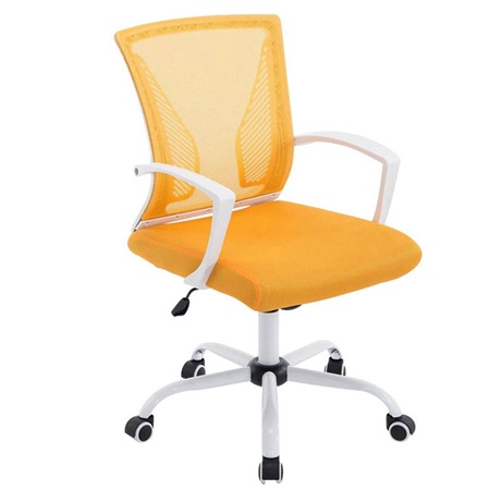 Chaise de bureau CUBA WHITE, Structure Métallique, en Maille Respirable, Jaune