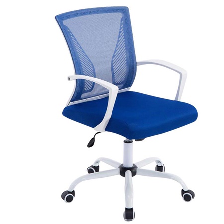 Chaise de bureau CUBA WHITE, Structure Métallique, en Maille Respirable, Bleu