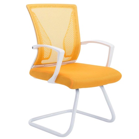 Chaise visiteur CUBA WHITE V, Structure Métallique, en Maille Respirable, Jaune