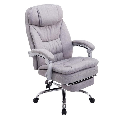 Fauteuil de bureau AUSTIN TISSU, inclinable, Repose-pieds Extensible, en tissu, Gris Clair