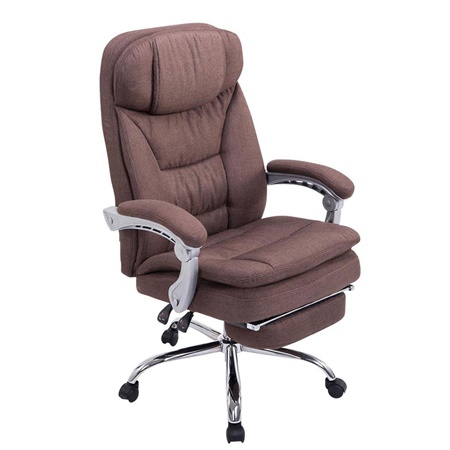 Fauteuil de bureau AUSTIN TISSU, inclinable, Repose-pieds Extensible, en tissu, Marron