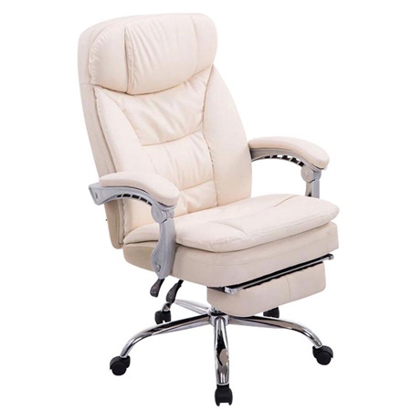 Fauteuil de bureau AUSTIN, inclinable, Repose-pieds Extensible, Crème