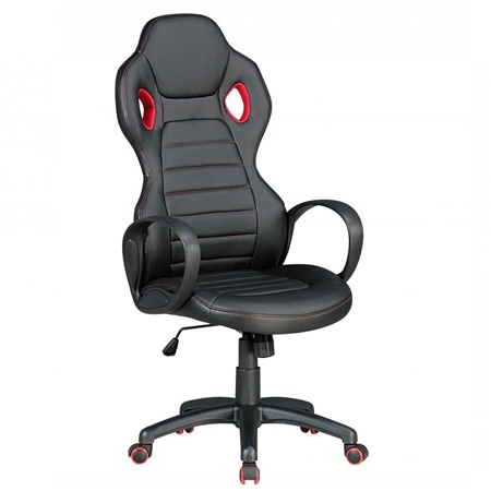 Fauteuil Gamer TOUCAN, Design sportif , Grand Dossier, Cuir, Noir et Rouge