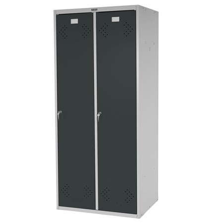 Casier Vestiaire Métallique FRIDA, 183x81x50 cm, 2 Portes, Gris Anthracite