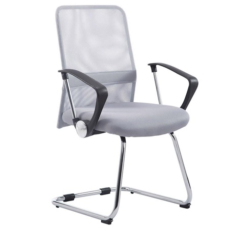 Chaise visiteur ASPEN V, Assise Rembourrée, en Maille Respirable, Gris