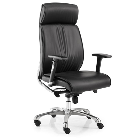 Chaise de bureau DALI, Grande Qualité et Design, Mécanisme Synchrone, Cuir, Noir