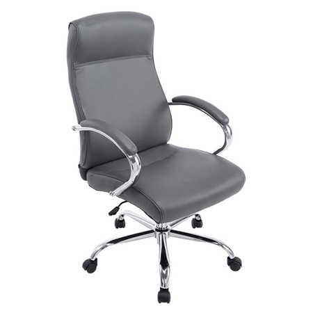 Fauteuil de bureau ZURICH, XXL, Grand rembourrage, Revêtement cuir, Gris