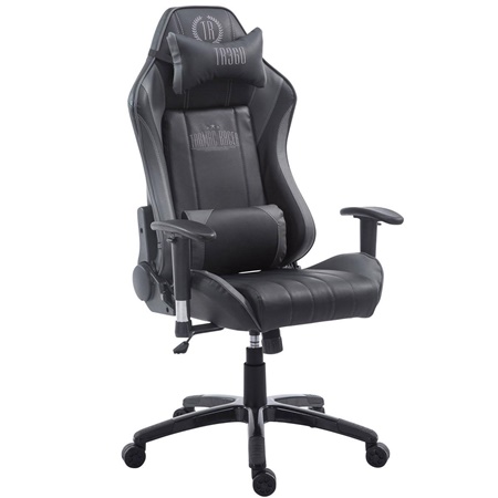 Fauteuil Gamer TURBO, Dossier Inclinable, Coussin lombaire et cervical, Noir/Gris