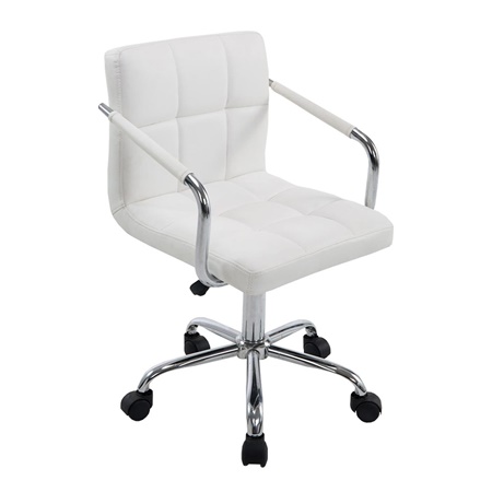 Chaise de bureau BETTY,  Grand Rembourrage, Structure Métallique, Cuir, Blanc