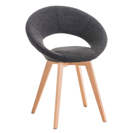 Chaise visiteur TIMY TISSU, Design exclusif, Piétement en Bois, Grand Rembourrage, Gris foncé