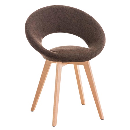Chaise visiteur TIMY TISSU, Design exclusif, Piétement en Bois, Grand Rembourrage, Marron