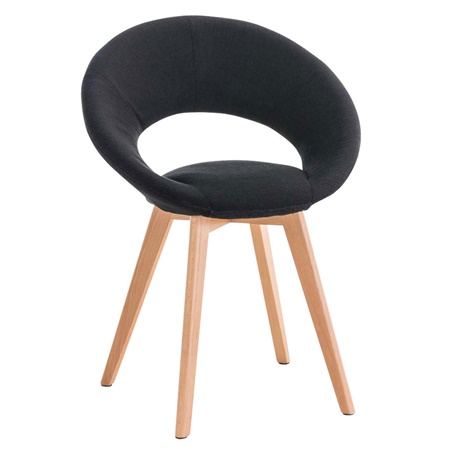 Chaise visiteur TIMY TISSU, Design exclusif, Piétement en Bois, Grand Rembourrage, Noir