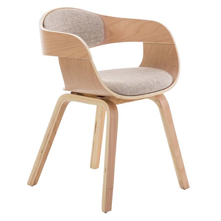 Chaise conférence BHOUTAN TISSU design exclusif, structure en bois couleur hêtre, Crème