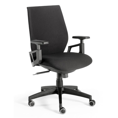 Chaise de bureau KELVIN, Adaptée utilisation 8h, Mécanisme synchrone, En Tissu, Noir