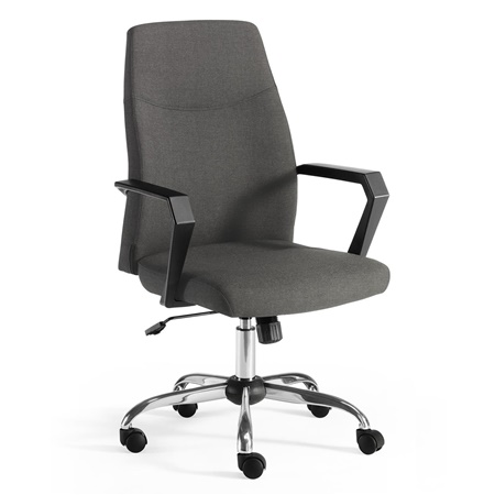 Chaise de bureau KATIA, Mécanisme Basculant, Piétement Métallique, Tissu, Gris foncé
