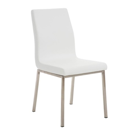 Chaise visiteur COLOMBE, Grand Rembourrage, Revêtement en Cuir, Blanc