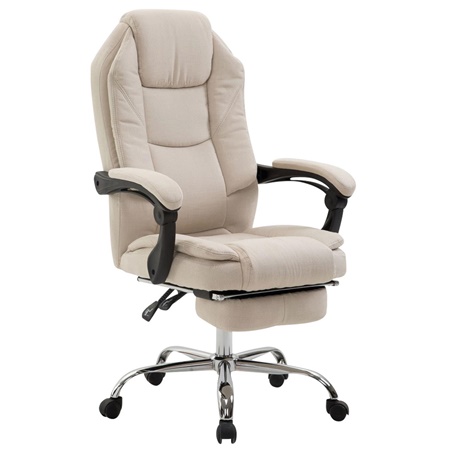 Fauteuil de bureau CASTI TISSU, Repose-pieds Extensible, Grand Rembourrage, Crème