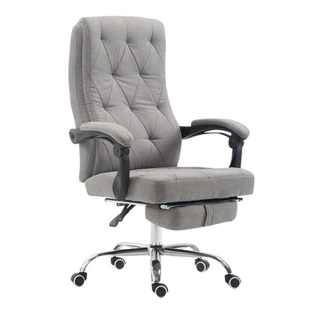 Fauteuil de bureau BENETY TISSU, Repose-pieds extensible, Grand rembourrage, en Gris clair