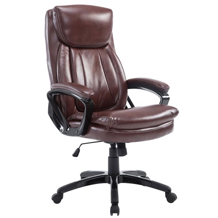 Fauteuil de bureau TOMPA, Grand rembourrage, Résistant jusqu'à 150 kg, cuir, Bordeaux