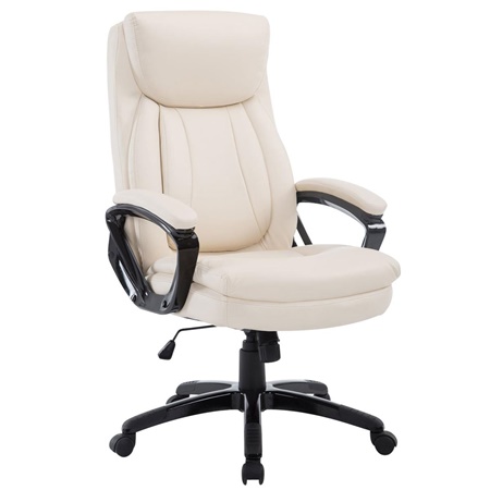 Fauteuil de bureau TOMPA, Grand rembourrage, Résistant jusqu'à 150 kg, cuir,  Crème