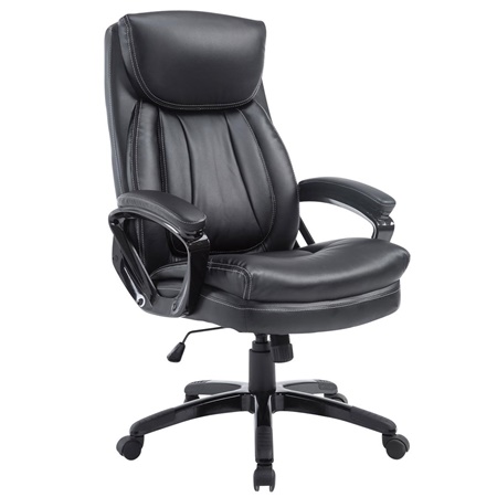 Fauteuil de bureau TOMPA, Grand rembourrage, Résistant jusqu'à 150 kg, cuir,  Noir