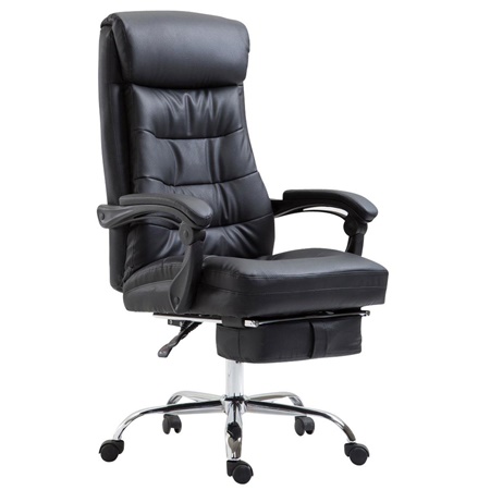 Chaise de bureau ARNO, repose-pieds, cuir, Noir