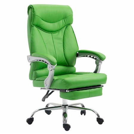 Fauteuil de bureau OREGON, Repose-pieds Extensible, Grand Rembourrage, Cuir, Vert