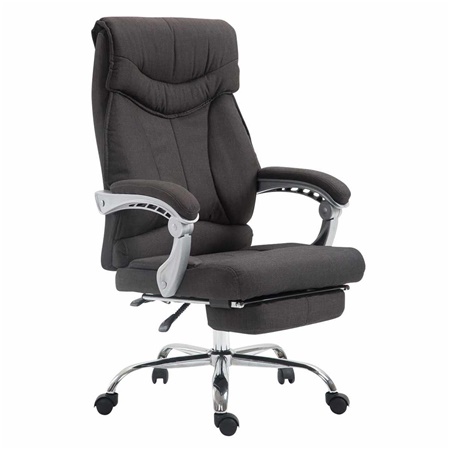 Fauteuil de bureau OREGON TISSU, Repose-pieds Extensible, Grand Rembourrage, Gris foncé