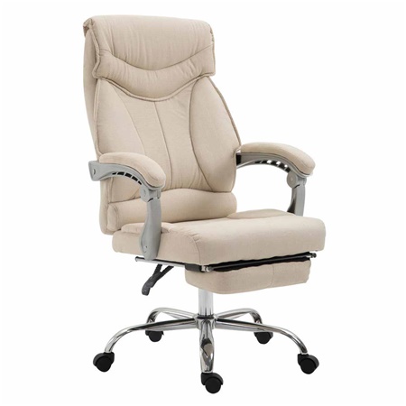 Fauteuil de bureau OREGON TISSU, Repose-pieds Extensible, Grand Rembourrage, Crème