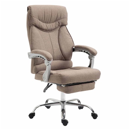 Fauteuil de bureau OREGON TISSU, Repose-pieds Extensible, Grand Rembourrage, Marron clair