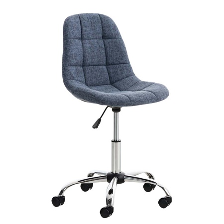 Chaise de bureau EMILY, Structure métallique, Design exclusif, revêtement Tissu, Bleu
