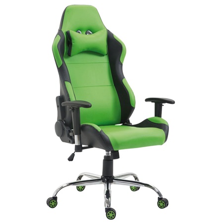 Fauteuil Gamer ROBY, Design Sportif et Grand Confort, en Cuir, Vert