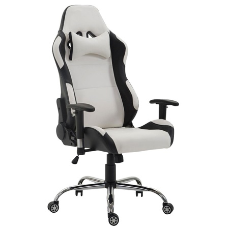 Fauteuil Gamer ROBY, Design Sportif et Grand Confort, en Cuir, Blanc