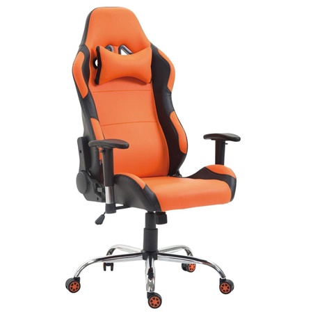 Fauteuil Gamer ROBY, Design Sportif et Grand Confort, en Cuir, Orange