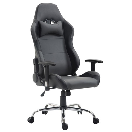 Fauteuil Gamer ROBY, Design Sportif et Grand Confort, en Cuir, Gris