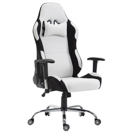 Fauteuil Gamer ROBY TISSU, Design Sportif et Grand Confort, Blanc