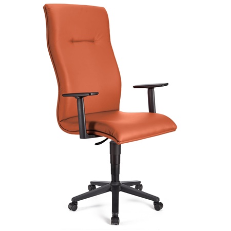 Fauteuil de bureau ANIBAL CUIR, Grand dossier, Accoudoirs Ajustables, Orange